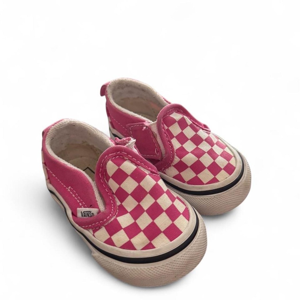 Infant Pink & White Checkered Vans